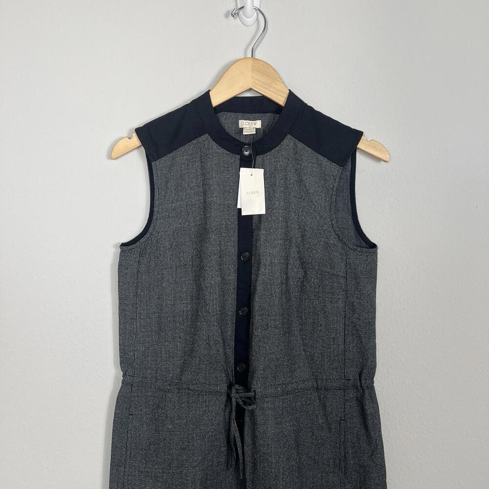 NWT J. Crew Dress Sheath Gray Wool Buttons Classic Career Minimalist Womens XS - Picture 2 of 7